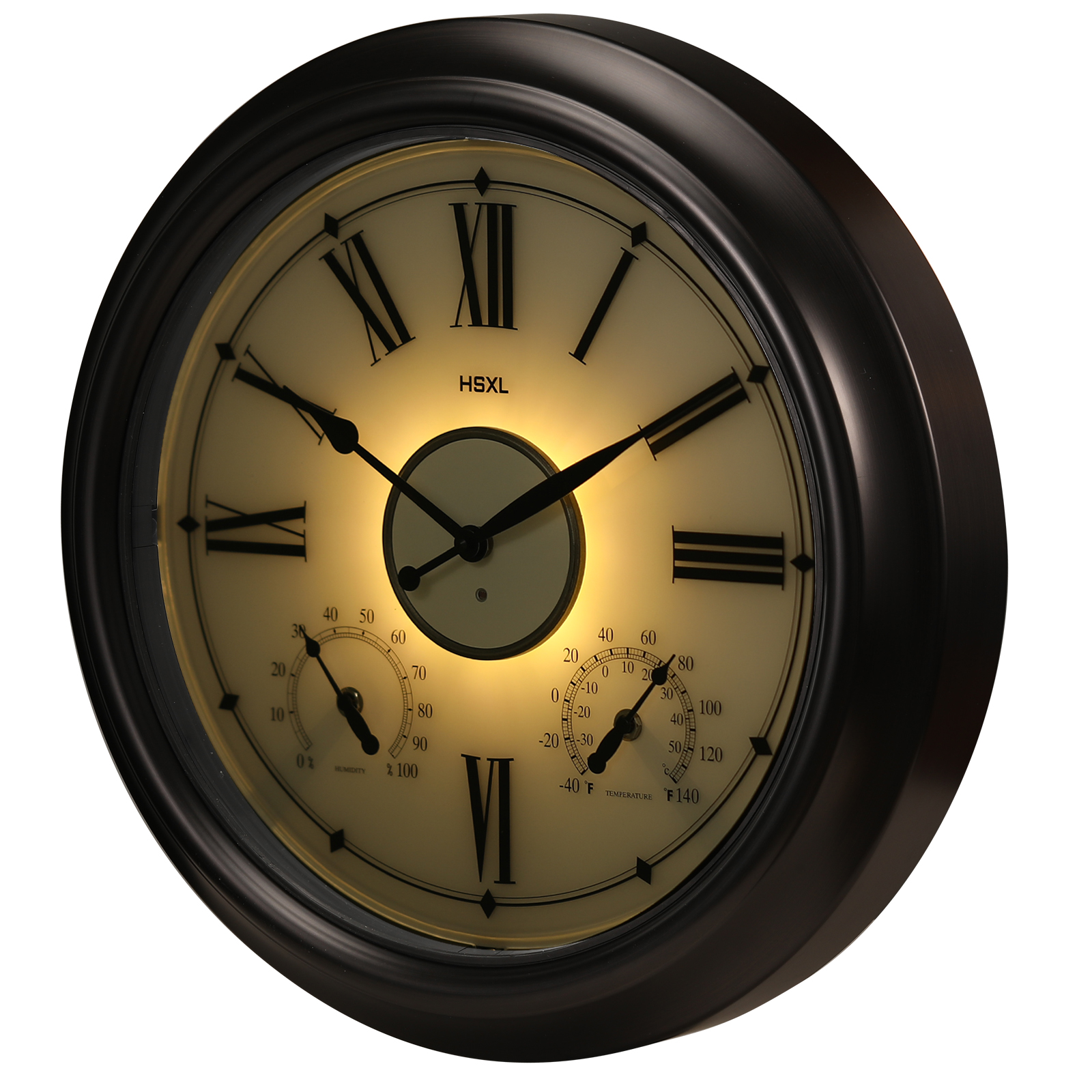 Afbeelding van HSXL - 45cm - Industriële Quartz LED Wandklok met verlichting - Stil uurwerk - 45 cm Landelijke Klassieke