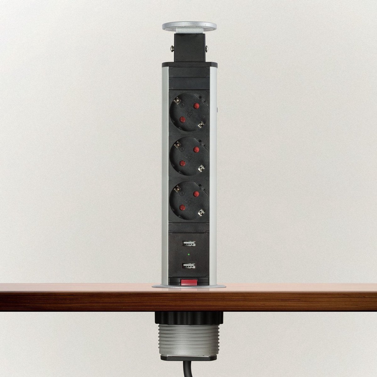 Afbeelding van DELIGHT - Inbouw Pop-Up Tafelblad Stekkerdoos met 2X USB en 3 Stopcontacten - Zilver - 27b3 b750 48ae 8e6f