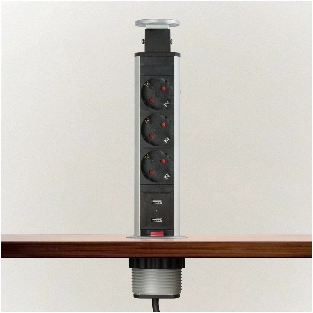 Afbeelding van DELIGHT - Inbouw Pop-Up Tafelblad Stekkerdoos met 2X USB en 3 Stopcontacten - Zilver - 27b3 b750 48ae 8e6f