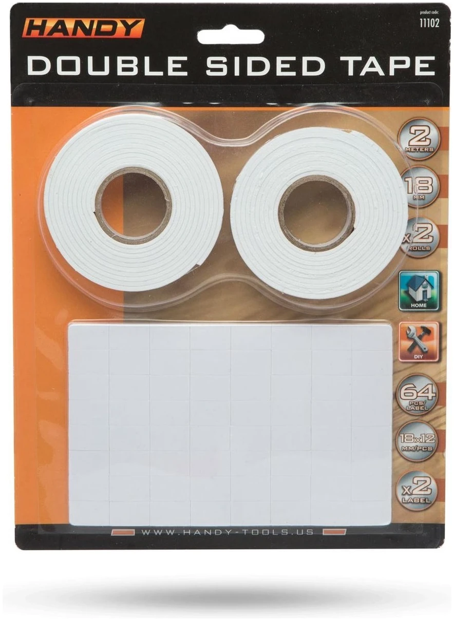 Afbeelding van Handy Dubbelzijdig Plakband - Foam Tape - Tape Extra Sterk - Montagetape 130-Delig - Rechthoekige plakkers