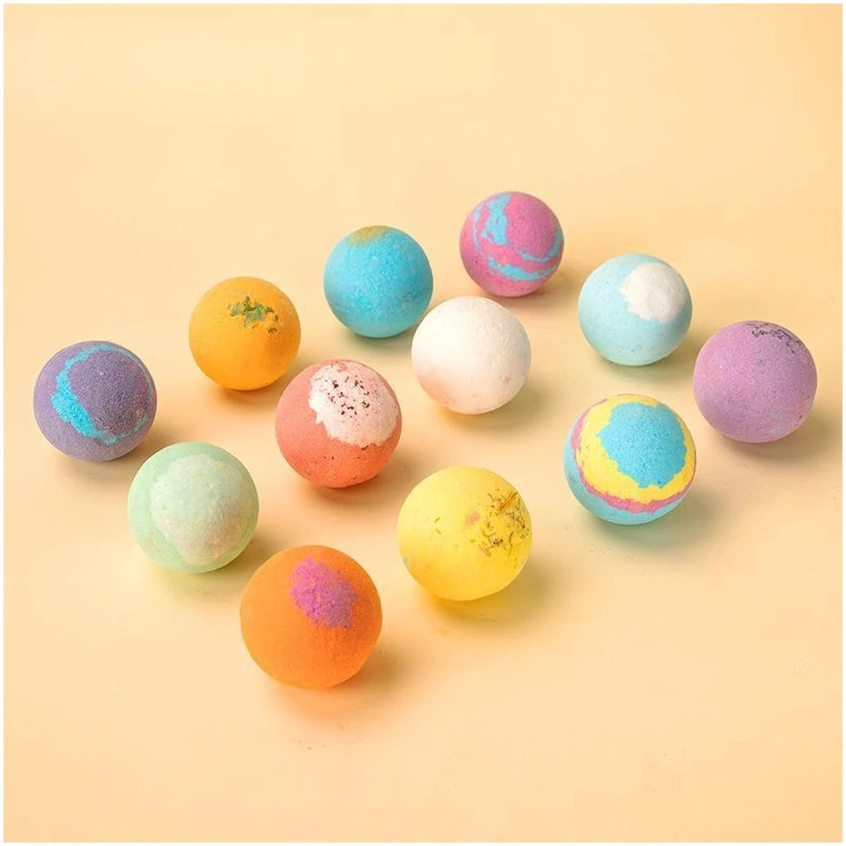 Afbeelding van Bath bombs 12 stuks - Bruisballen voor in Bad - 12 Etherische Aroma Bad bommen - Giftset - Cadeau - 60g per
