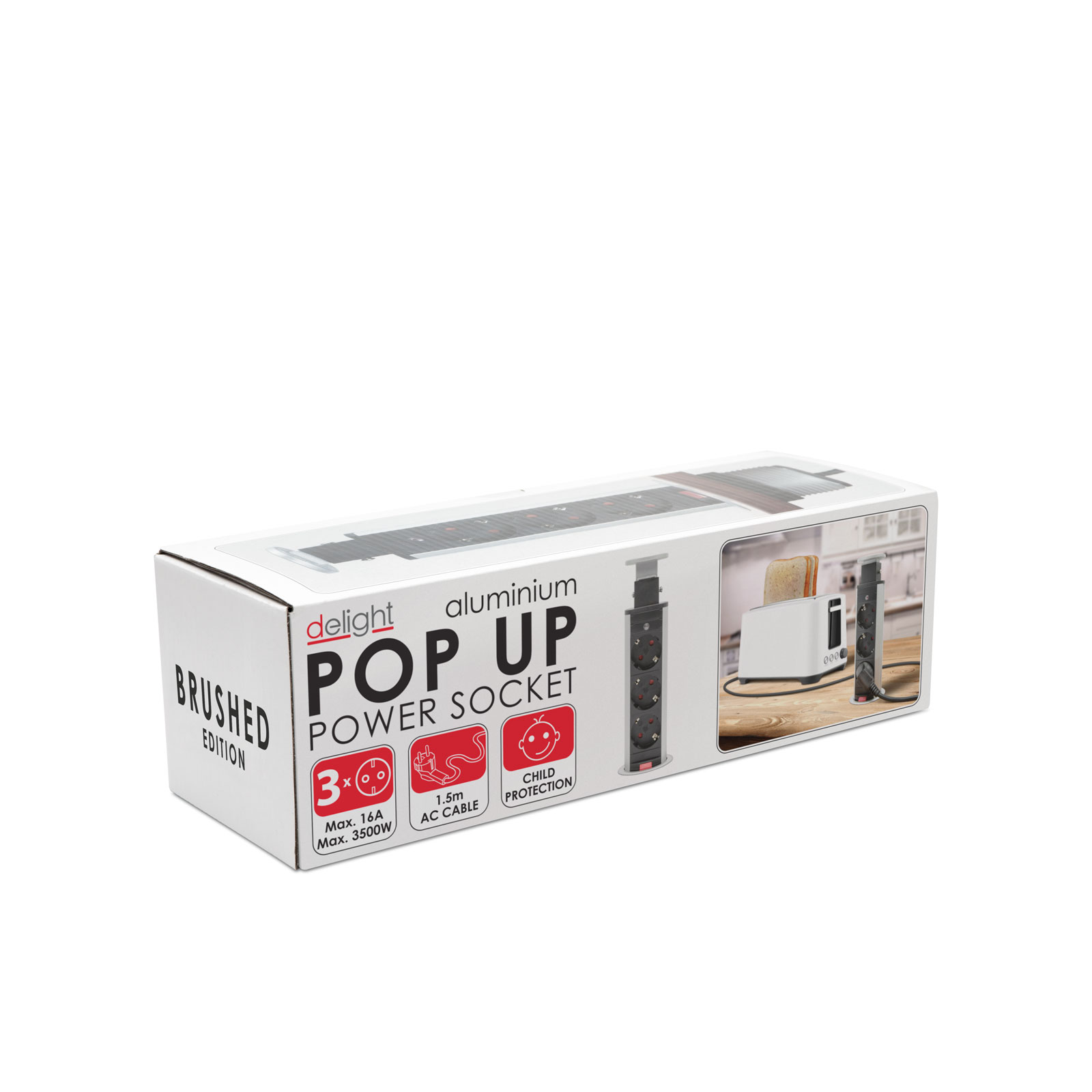 Afbeelding van DELIGHT - Inbouw Pop-Up Tafelblad Stekkerdoos met 3 Stopcontacten - Zilver - 285d 1f56 4c35 9726 27c60f953622