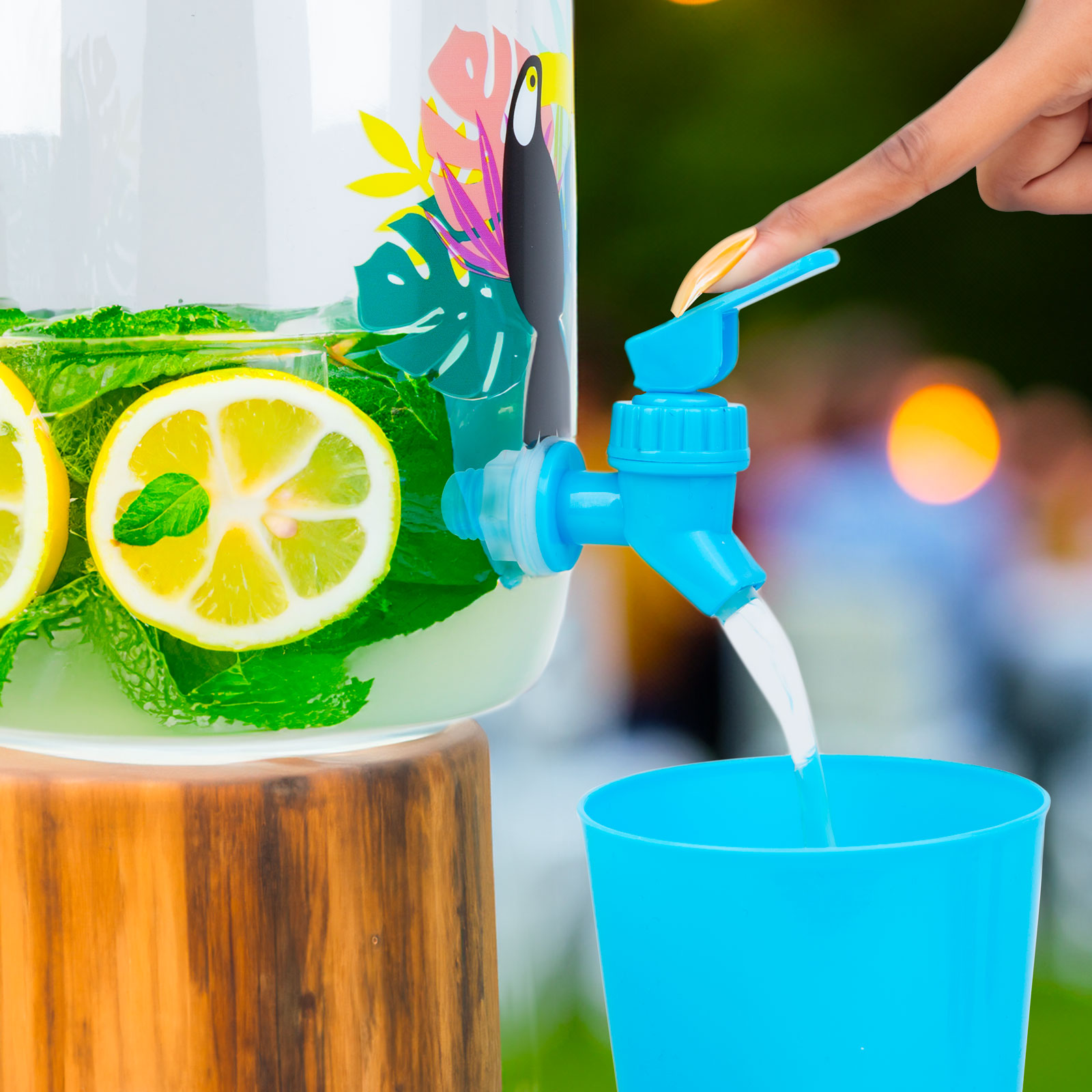 Afbeelding van Limonadedispenser met Kraantje en 4 bekers - Drankdispenser 3,8 Liter - Kunststof - Waterdispenser -