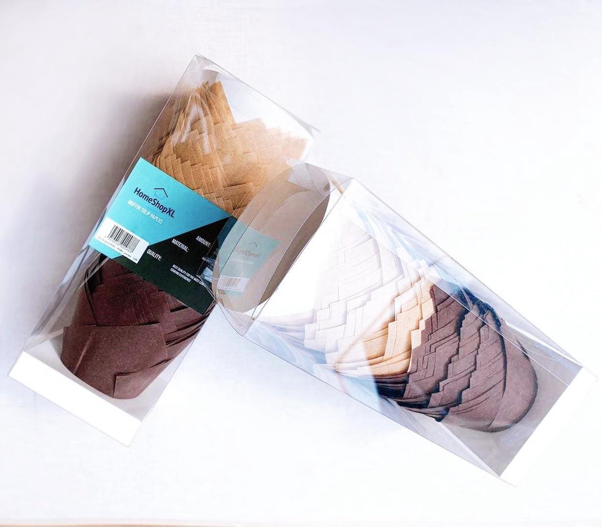 Afbeelding van 100x Muffin Tulp Vormpjes Papier - Cupcake Tulpen - 100 Stuks - Licht en Donkerbruin - Muffin Papiertjes