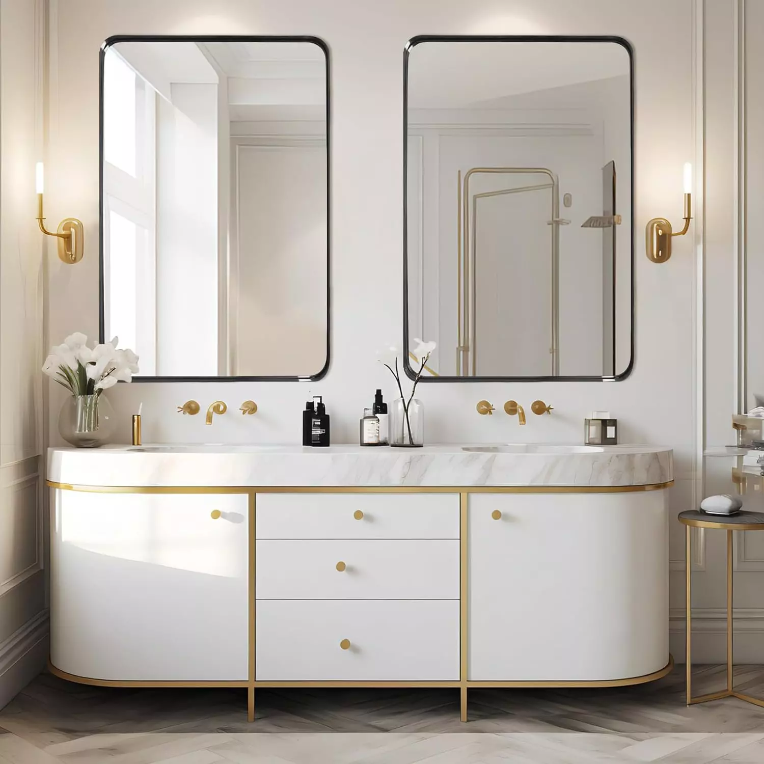 Afbeelding van HSXL - Spiegels - Luxe Rechthoekige Spiegel Zwart - 60x90cm Groot - Grote Wandspiegel 60 x 90 cm Rechthoek