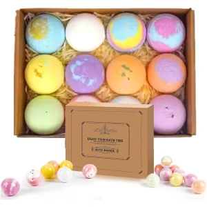 Afbeelding van Bath bombs 12 stuks - Bruisballen voor in Bad - 12 Etherische Aroma Bad bommen - Giftset - Cadeau - 60g per