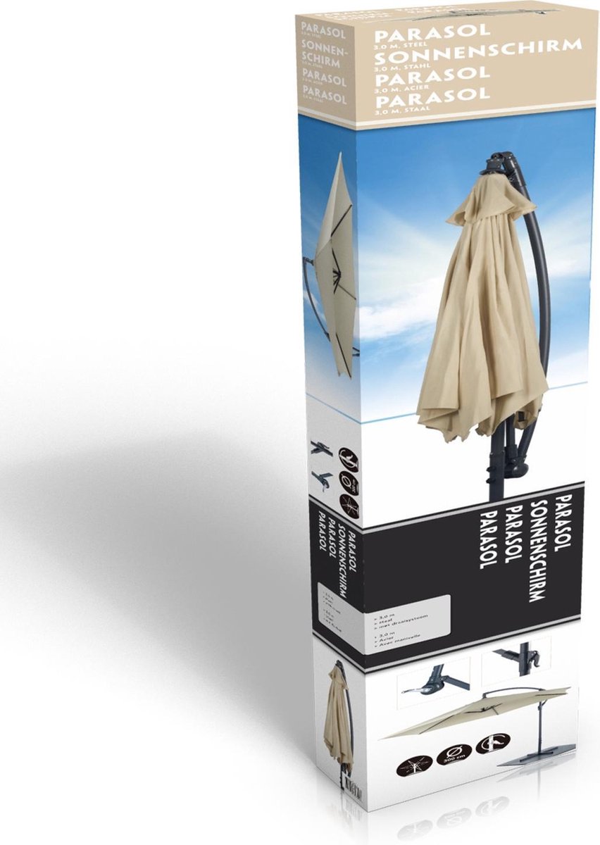 Afbeelding van Lifetime Garden Zweefparasol met Voet - Zwevende Parasol Kantelbaar - ⌀300 x 300 cm - Balkonparasol met