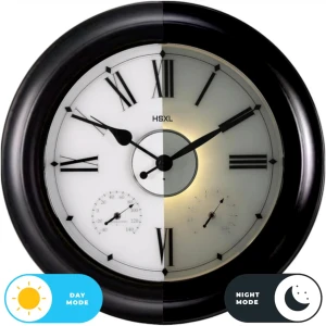 Afbeelding van HSXL - 45cm - Industriële Quartz LED Wandklok met verlichting - Stil uurwerk - 45 cm Landelijke Klassieke