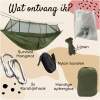 Afbeelding van HSXL Lichtgewicht Outdoor Hangmat met Muggennet en Accessoires - 260x140cm - Groen - Survival Hangmat met