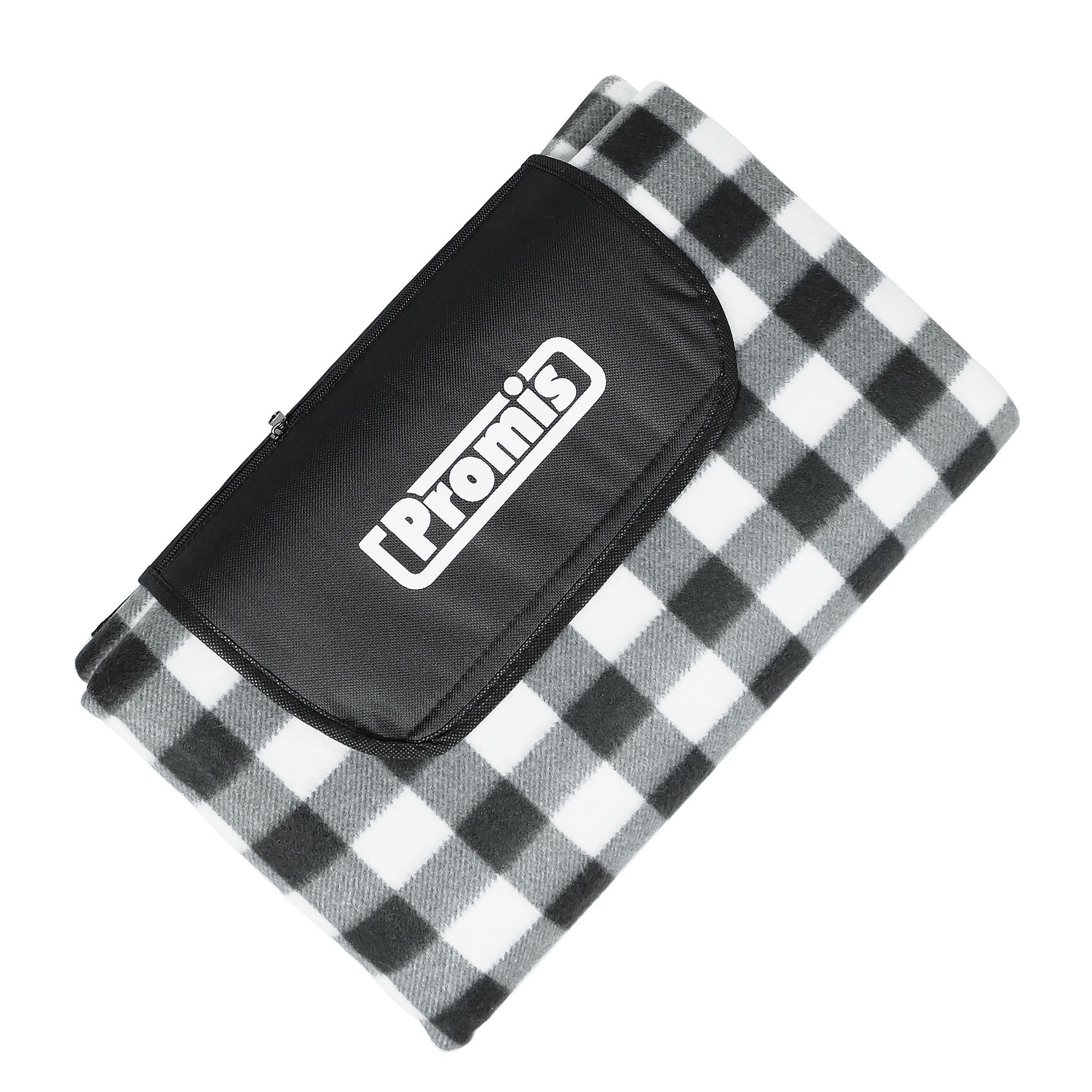 Afbeelding van Promis - Picknickkleed XL Waterdicht - 200 x 200 cm - Zwart / Wit / Grijs gestreept - met handvat - 3170 23bd