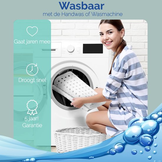 Afbeelding van HSXL - Antislipmat - 88x40CM - Incl. Netspons - Antislip Douchemat / Badmat Wit met Zuignappen – Mat voor