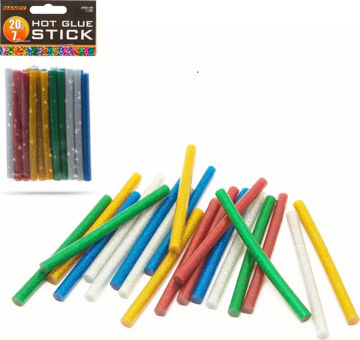 Afbeelding van Handy - Lijmpistool Vullingen Glitter - Lijmpatronen 7MM Rond - 100MM Lang - Lijm Patronen voor Lijmpistool