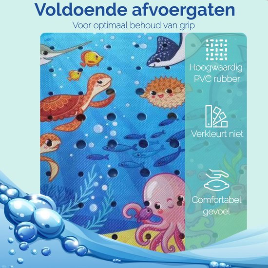 Afbeelding van HSXL - Antislipmat - 53x53CM - Incl. Netspons - Antislip Douchemat voor Kinderen met Zuignappen – Anti Slip