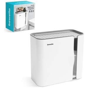 Afbeelding van Bewello® - WC Rolhouder - Toiletrolhouder - Zelfklevend WC Kastje - Wit met Grijs - 248 x 130 x 230 mm -
