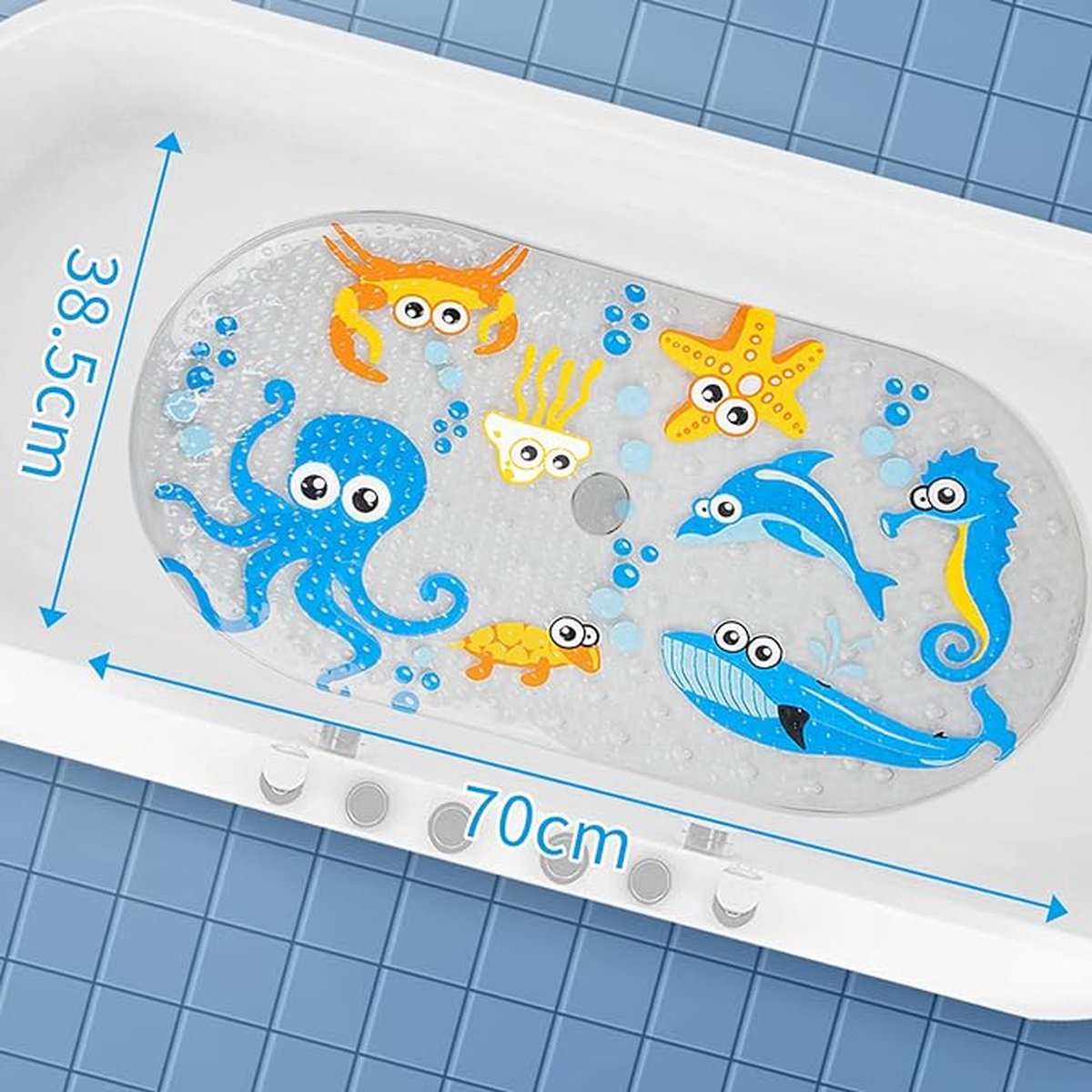 Afbeelding van Badmat Anti Slip - Kinderen - Zeedieren - 70x40 cm - Voor Bad en Douche - met Zuignappen - 3504 ddf3 4759
