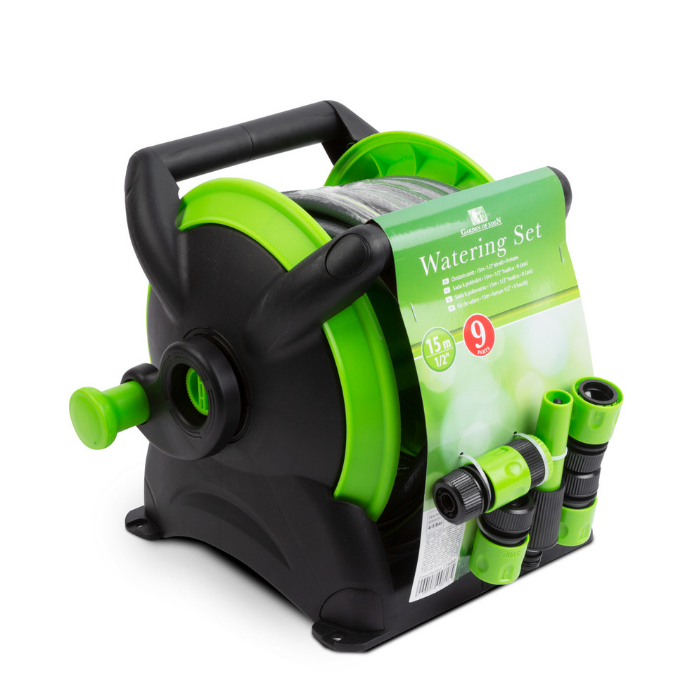 Afbeelding van Garden of Eden - Tuinslang op haspel 15 meter - Complete Tuinslang Set 15m met Sproeipistool - Tuinslangwagen