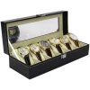 Afbeelding van Luxe Horloge Doos – Opbergdoos – 6 Vakken Horlogedoos - Sieradendoos – Kist - Verwijderbare Kussens –
