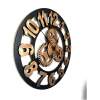 Afbeelding van HSXL - 60cm Grote Stille Wandklok Landelijk en Industrieel uit Zwart met Goud Hout - Groot - 60 cm - Houten