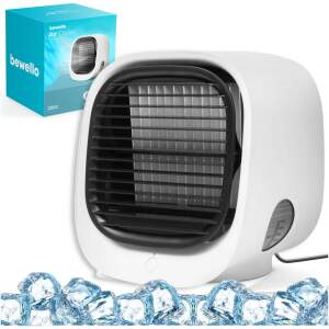 Afbeelding van Bewello® - Mini Ventilator voor Bureau - USB Ventilator met Luchtkoeler - Kleine Tafelventilator Airco - Wit