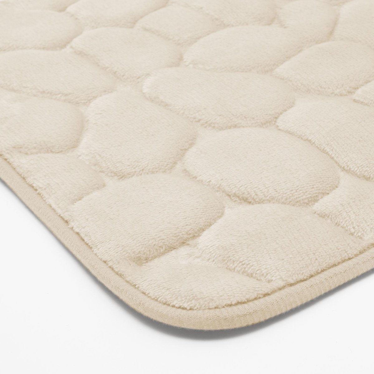 Afbeelding van Kleine Antislip Badmat voor in Badkamer/Toilet/WC - Beige Zandkleur Ecru - Steenpatroon - 40x60cm - 39eb 1d2a
