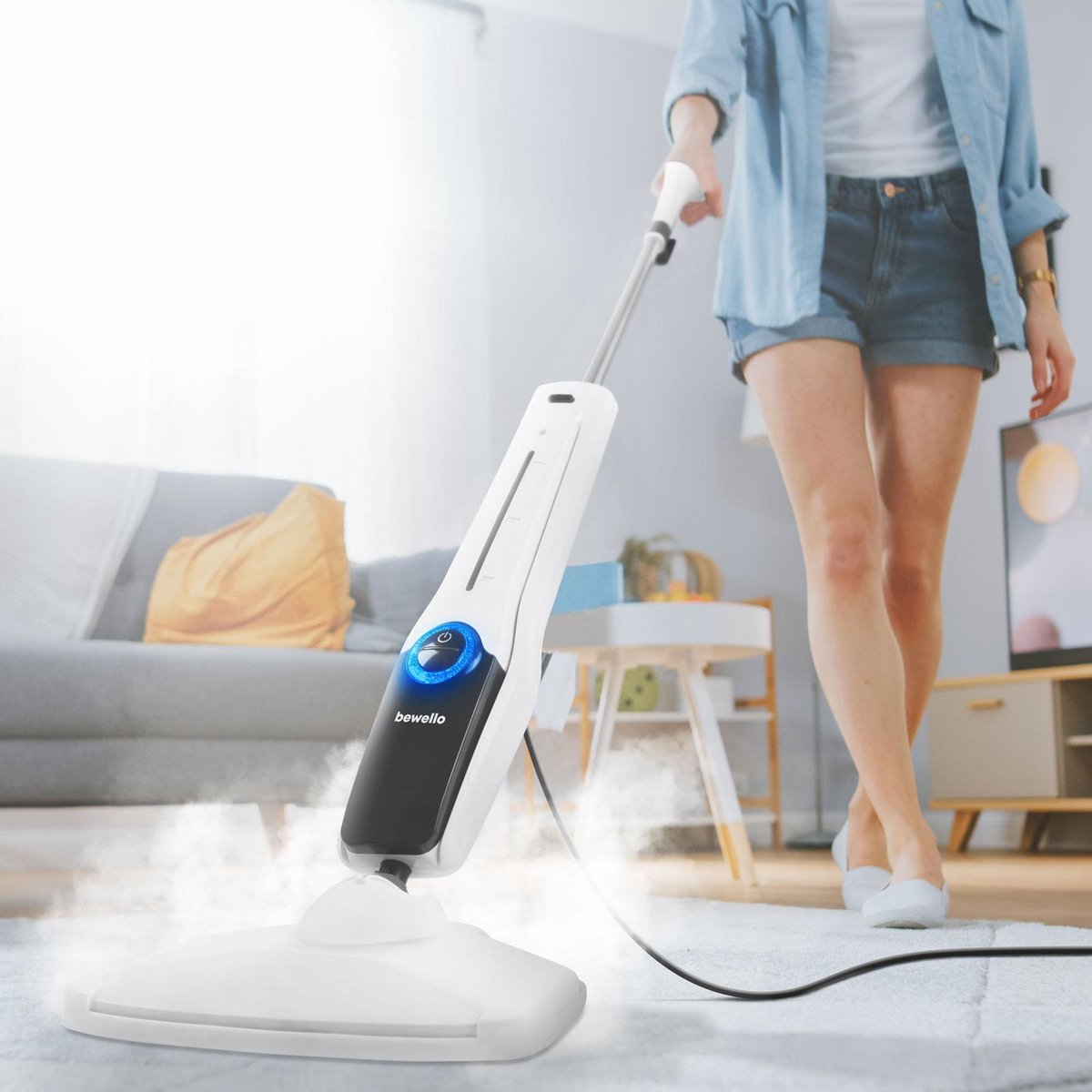 Afbeelding van Bewello® - Elektrische Dweil - Stoomreiniger Vloer - Vloerreiniger - Op Netstroom - Stoommop - Dweilmachine