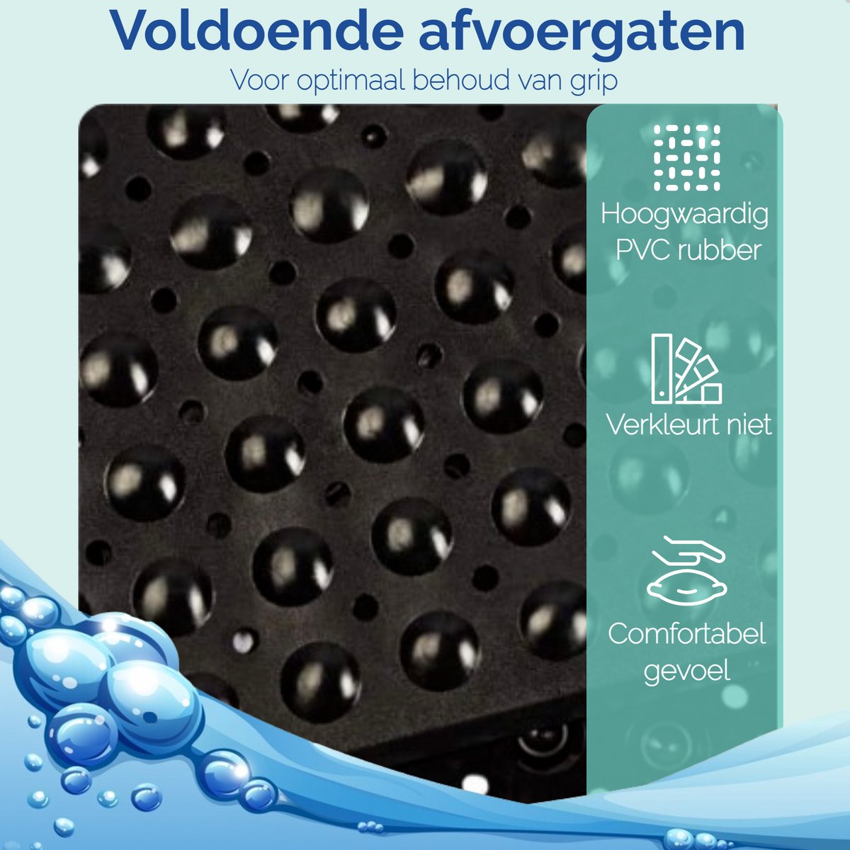 Afbeelding van HSXL - Antislipmat - 53x53CM - Incl. Netspons - Antislip Douchemat Zwart met Zuignappen – Anti Slip Douche