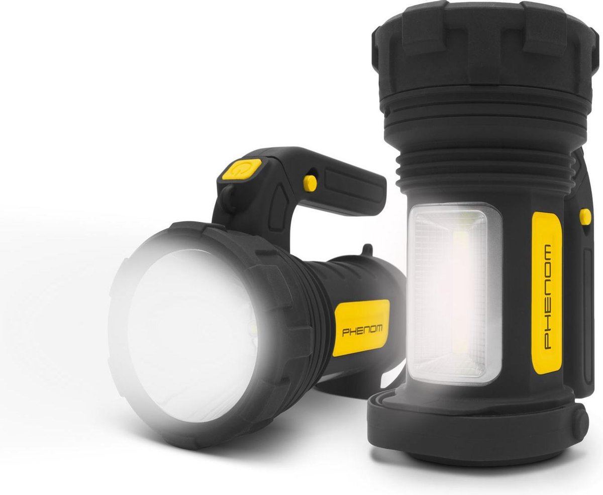 Afbeelding van PHENOM - Zaklamp Verstraler - Grote Zaklantaarn - Dubbele LED lampen - 2 in 1 Werkplaats Zaklamp - Inclusief