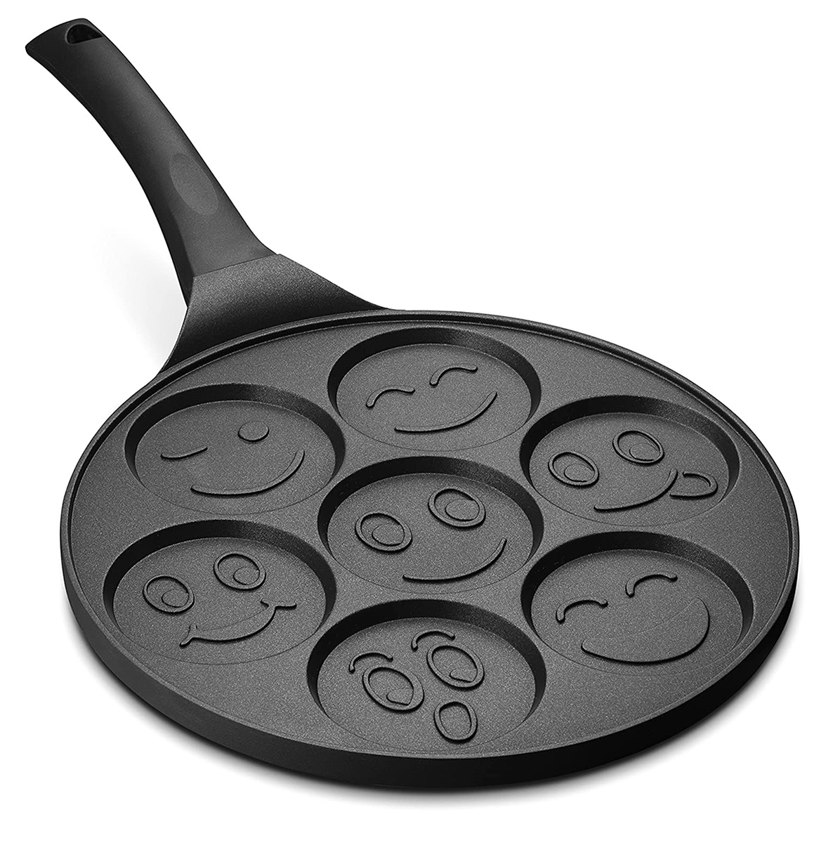 Afbeelding van Pannenkoekenpan Smileys Smiley - Pancake Pan - Omeletpan - Omeletmaker - Eierpan - Anti Aanbak - 7 Vakken -