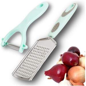 Afbeelding van Rasp met Dunschiller - Blauw - Set van 2 - Handrasp - Rasp - Citroenrasp - Kaasrasp - Gemberrasp -
