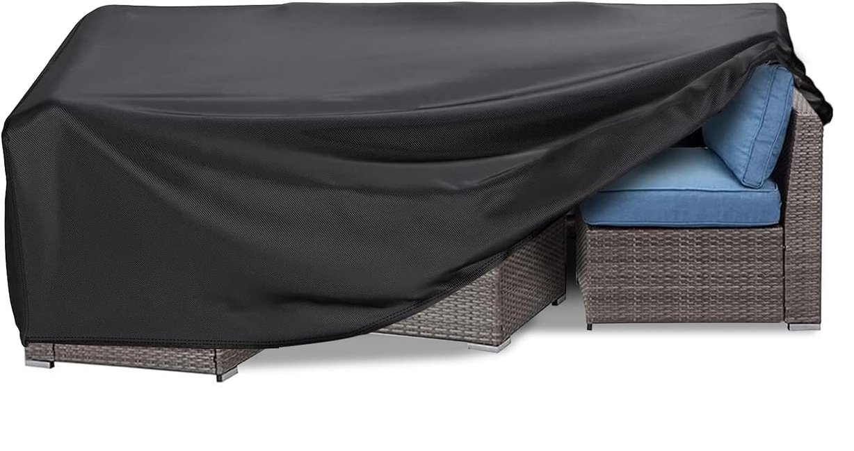 Afbeelding van Tuinset Beschermhoes Waterdicht met Trekkoord en Goede Afwatering - B242 x L160 x H100CM - Zwarte hoes