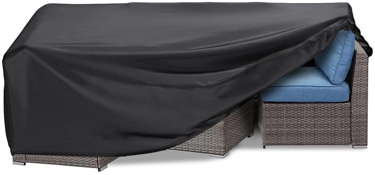 Afbeelding van Tuinset Beschermhoes Waterdicht met Trekkoord en Goede Afwatering - B242 x L160 x H100CM - Zwarte hoes