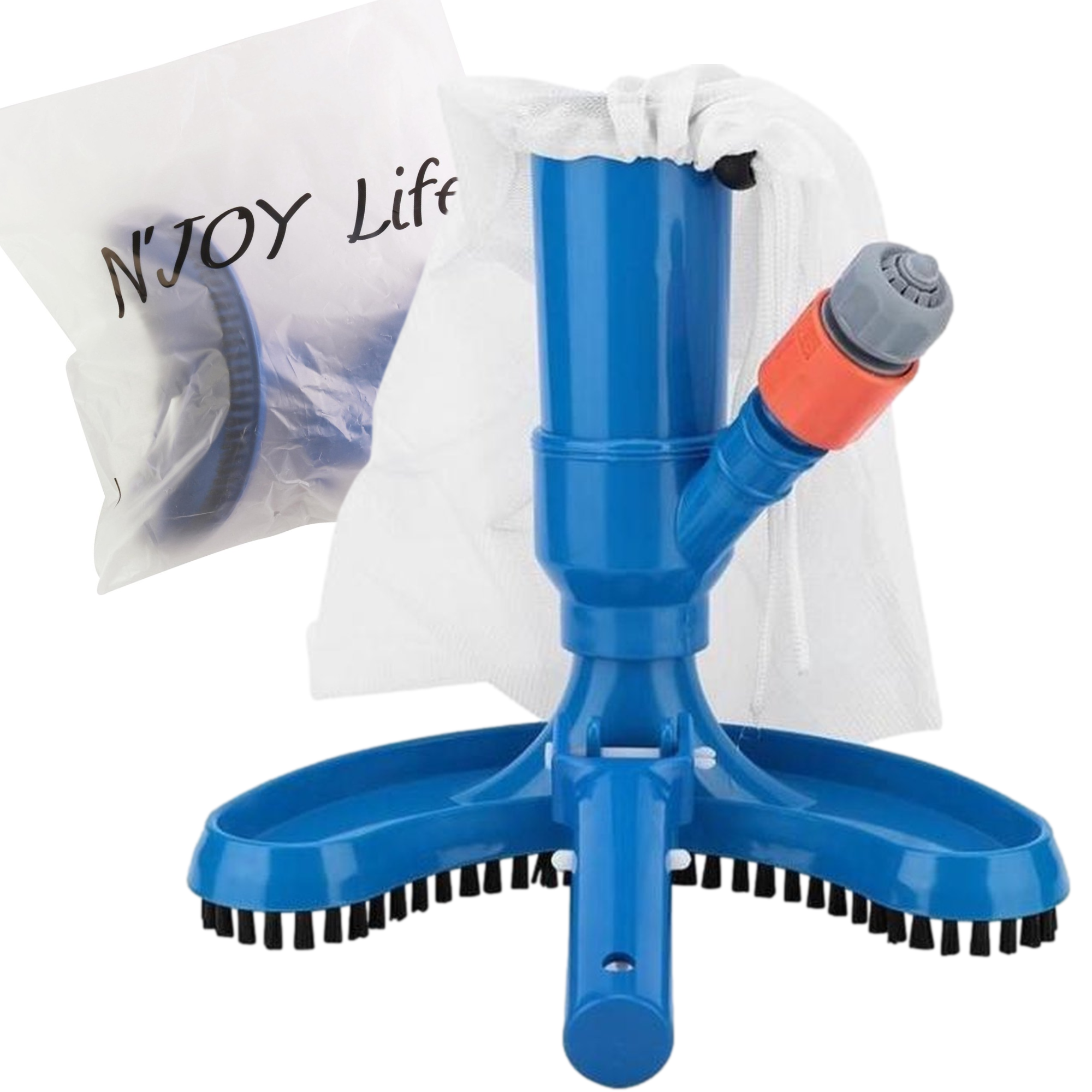 Afbeelding van N'JOY Life - Zwembadstofzuiger - Bodemzuiger met herbruikbaar Filter - voor op Tuinslang - Gebogen voet