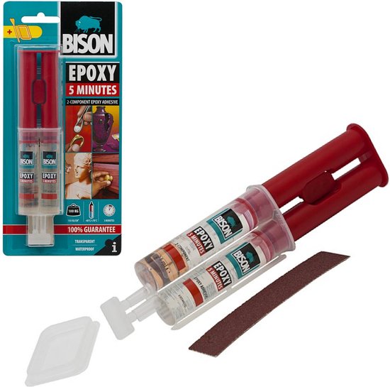 Afbeelding van Bison - Epoxy lijm voor Metaal, Steen, Beton, Polyester Reparatieset - Vloeibaar staal Transparant - 2