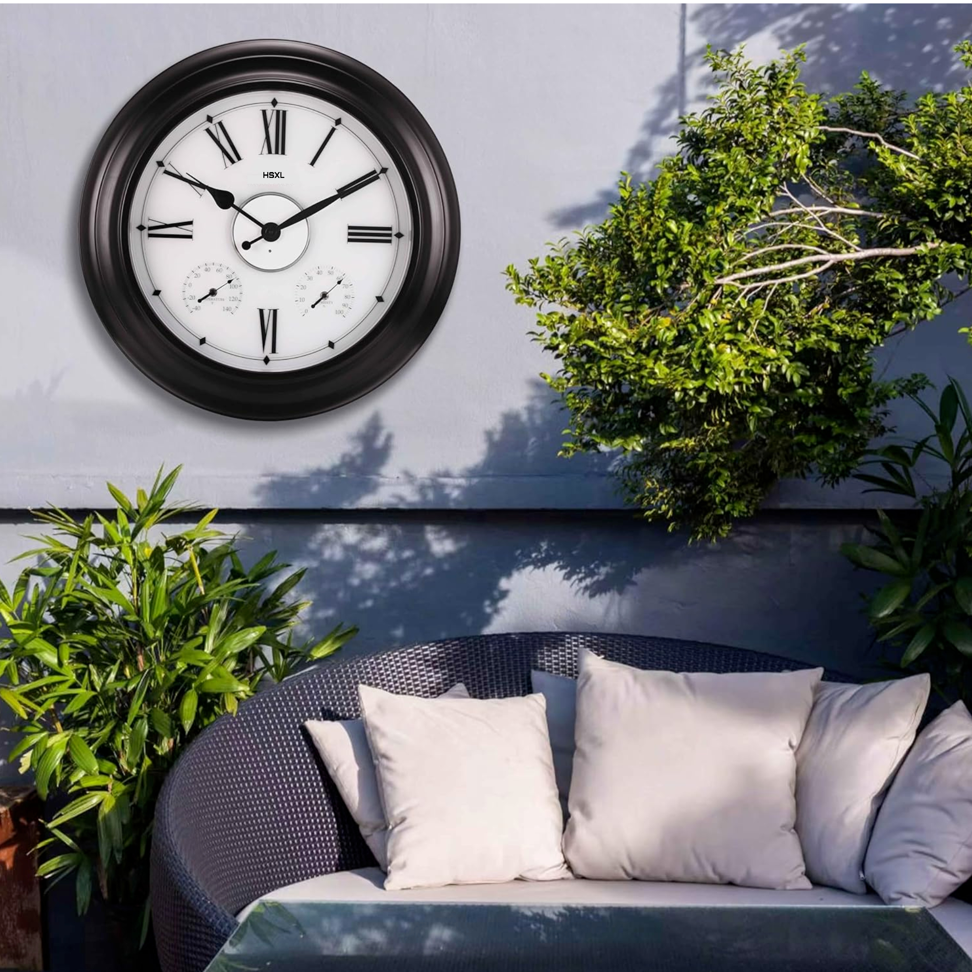 Afbeelding van HSXL - 45cm - Industriële Quartz LED Wandklok met verlichting - Stil uurwerk - 45 cm Landelijke Klassieke