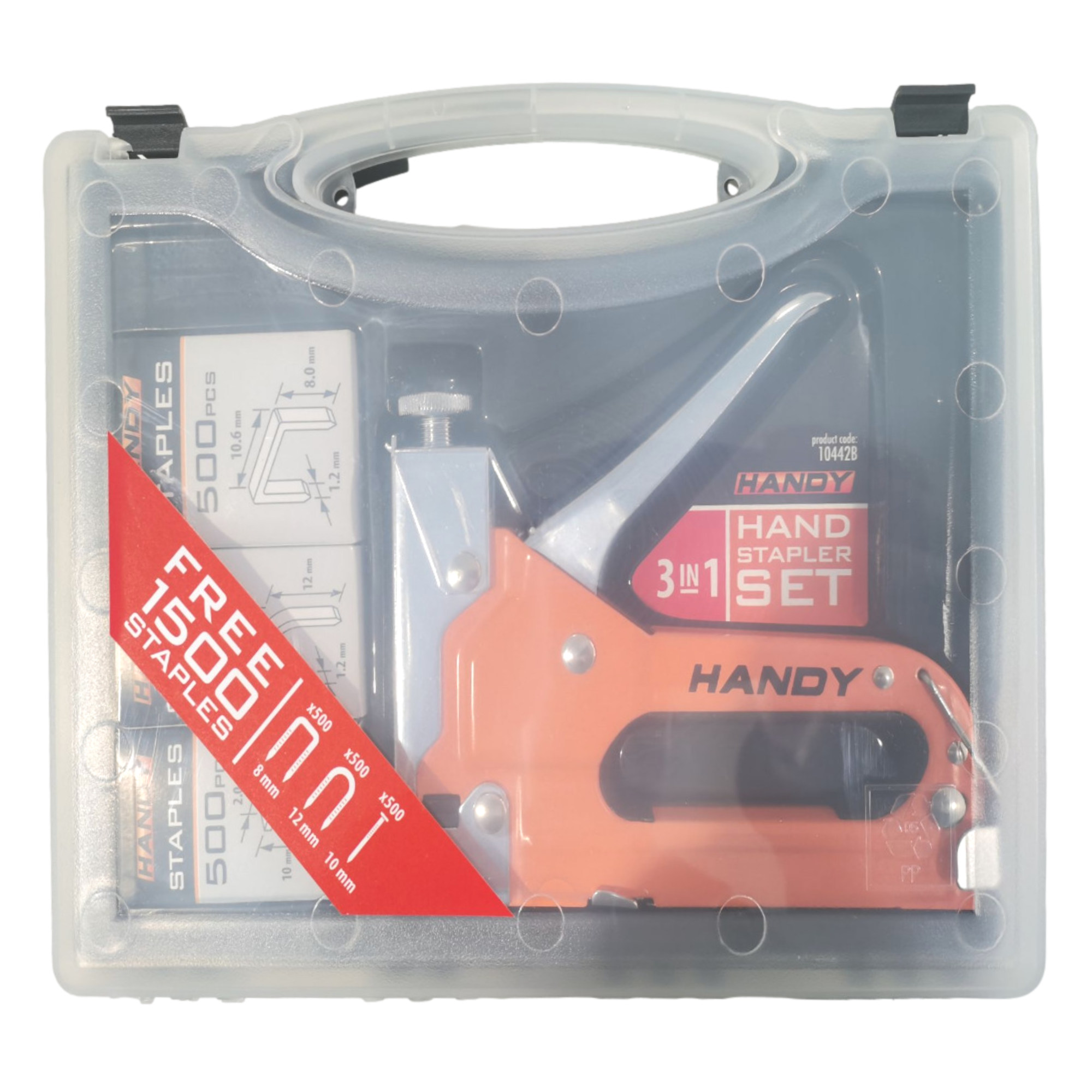 Afbeelding van Handy - Professioneel Nietpistool Tacker in Case - met 1500 nietjes & Opbergkoffer - Nietmachine /