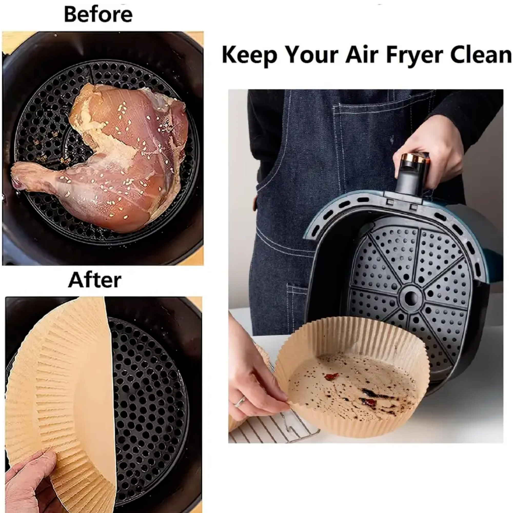 Afbeelding van Bewello Airfryer Bakpapier Vierkant - 20x20 cm - Air Fryer Bakpapier XXL - Airfryer Wegwerpbakjes - 50 stuks