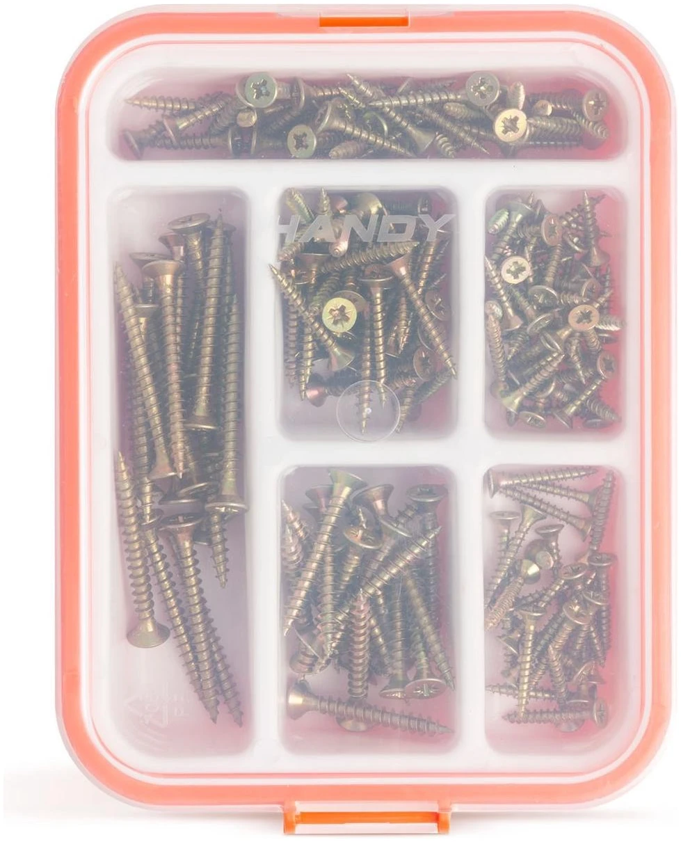 Afbeelding van Handy - Schroeven Assortimentsdoos - Spaanplaatschroeven - 3,5x20mm / 3,5x25mm / 4x25mm / 4x30mm / 5x40mm /