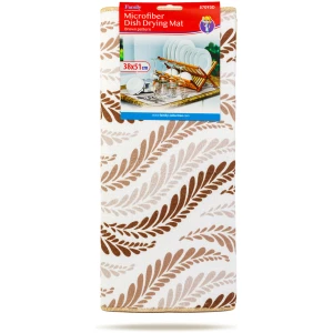 Afbeelding van Afdruipmat Afwas - Bladeren Patroon - Microvezel - 38x51CM - Droogmat Vaat - Afdruip Mat - BPK - 4cfc 56ac