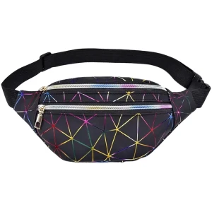 Afbeelding van Festival Tasje Heuptasje - voor Dames of Heren - GALAXY- Zwart - Fanny Pack - Heuptas Holografisch - 4d93