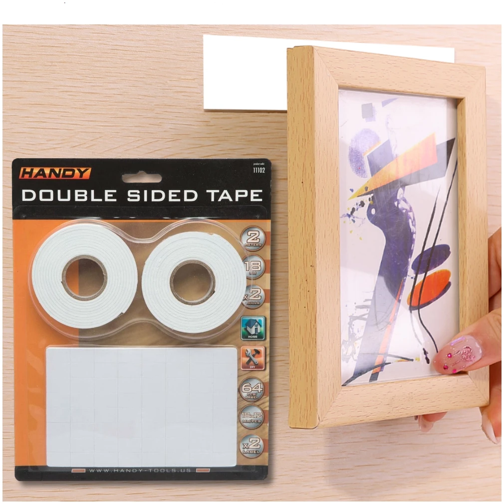 Afbeelding van Handy Dubbelzijdig Plakband - Foam Tape - Tape Extra Sterk - Montagetape 130-Delig - Rechthoekige plakkers