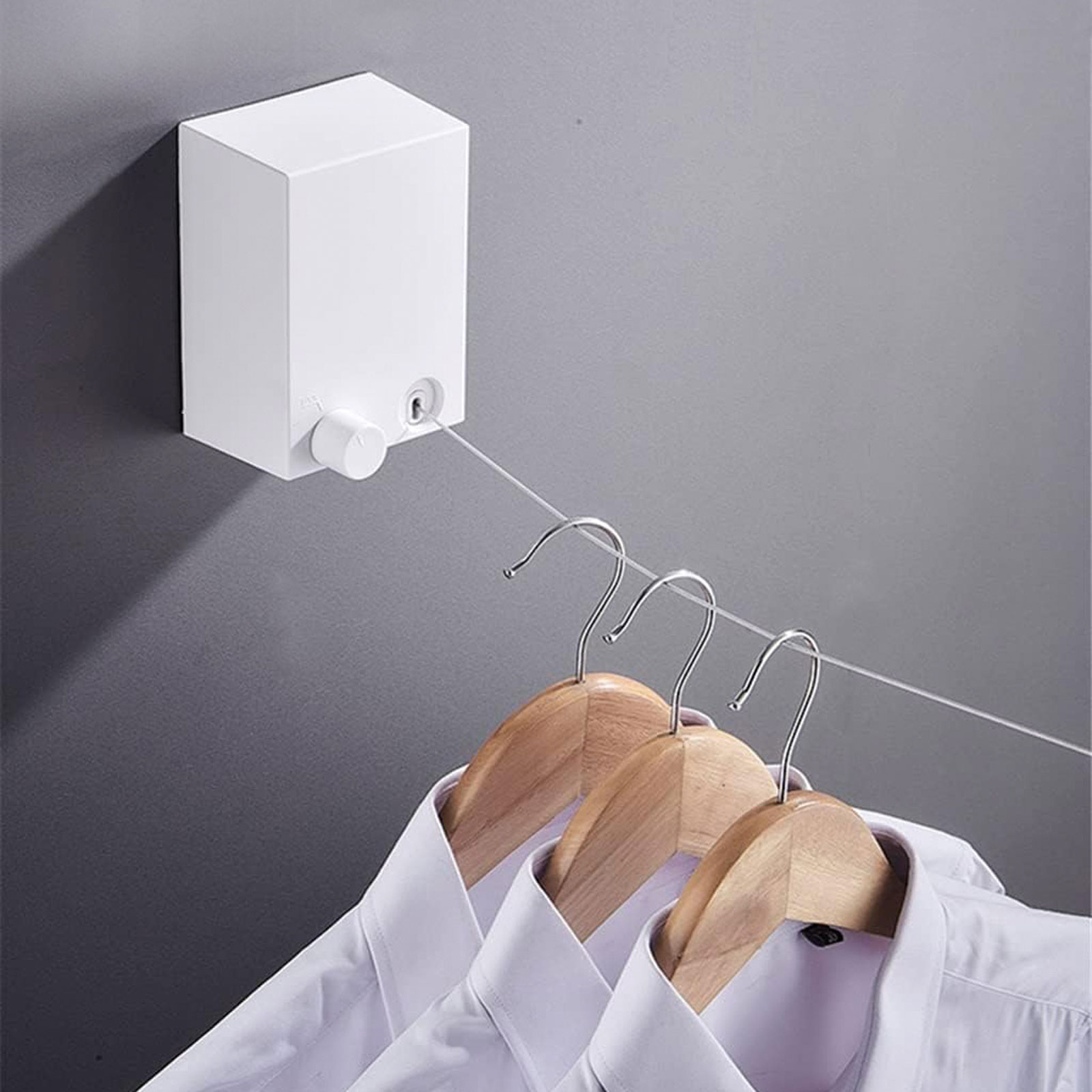 Afbeelding van Bewello - Waslijn Uittrekbaar - Waslijndraad met stalen kern - Wasdraad - Wasrek alternatief - Roldrooglijn -