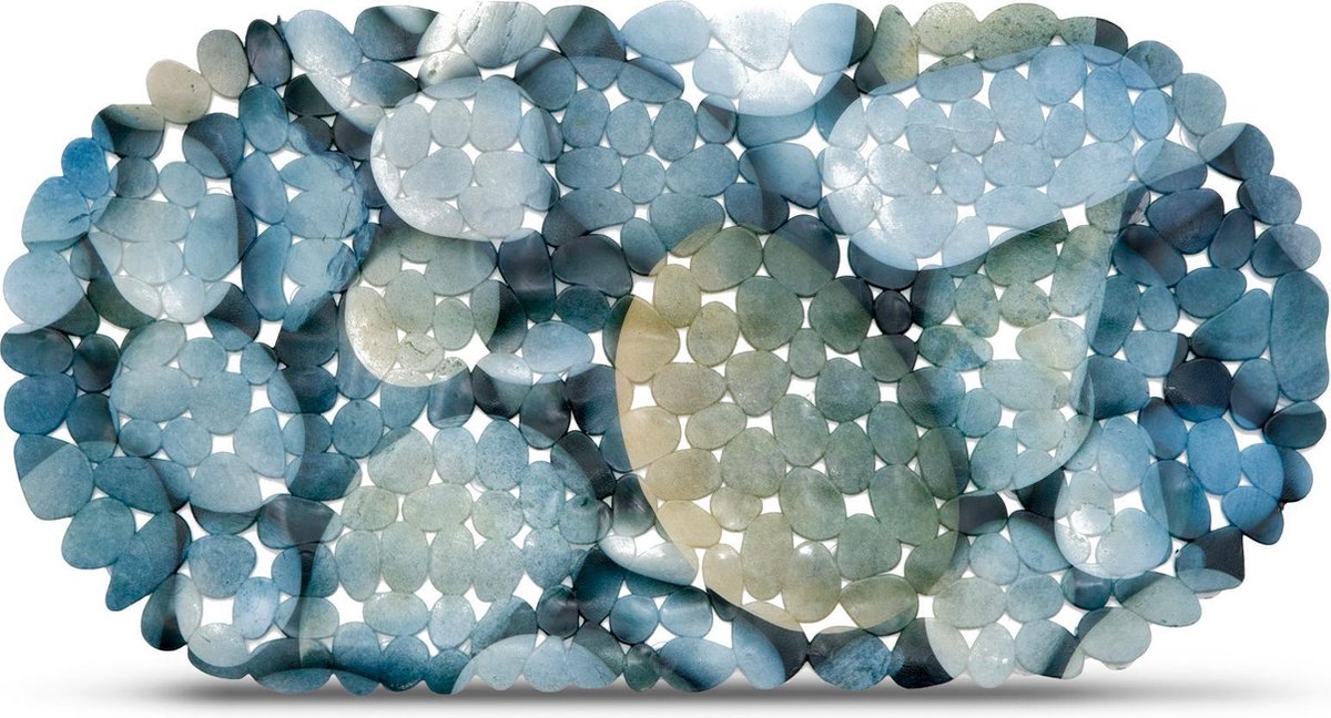 Afbeelding van Antislip Douchemat Douche cabine Mat voor in bad - Blauw Steenpatroon - Anti Slip badmat - 66x36CM - Mat voor