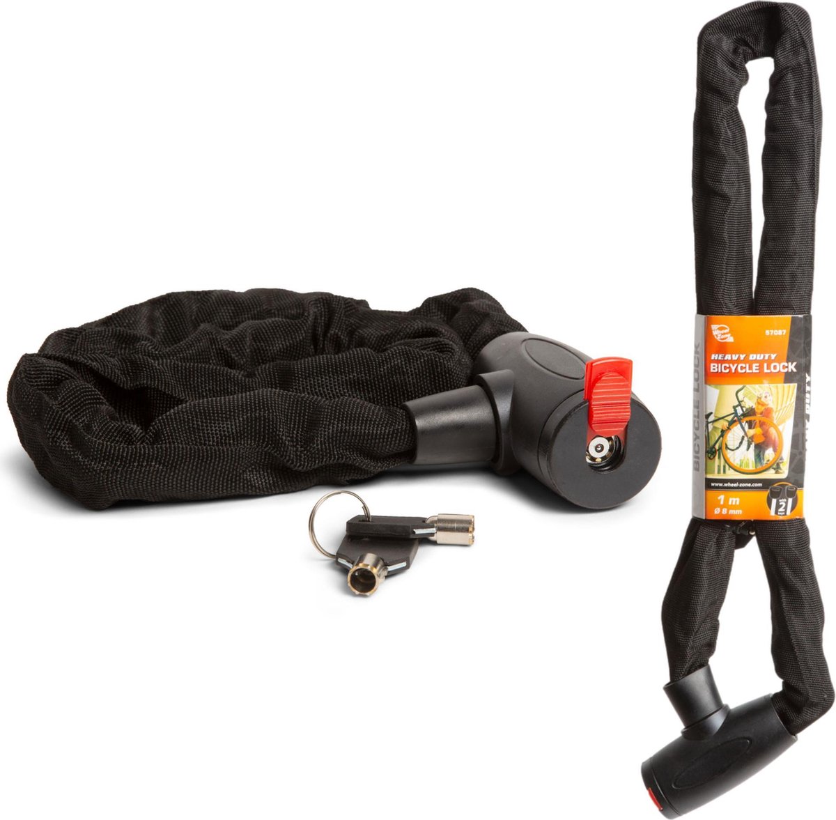 Afbeelding van Wheelzone - Kettingslot/Hangslot voor o.a. Fiets/Scooter/Brommer - 100CM - Fietsslot - met 2 sleutels - 504f