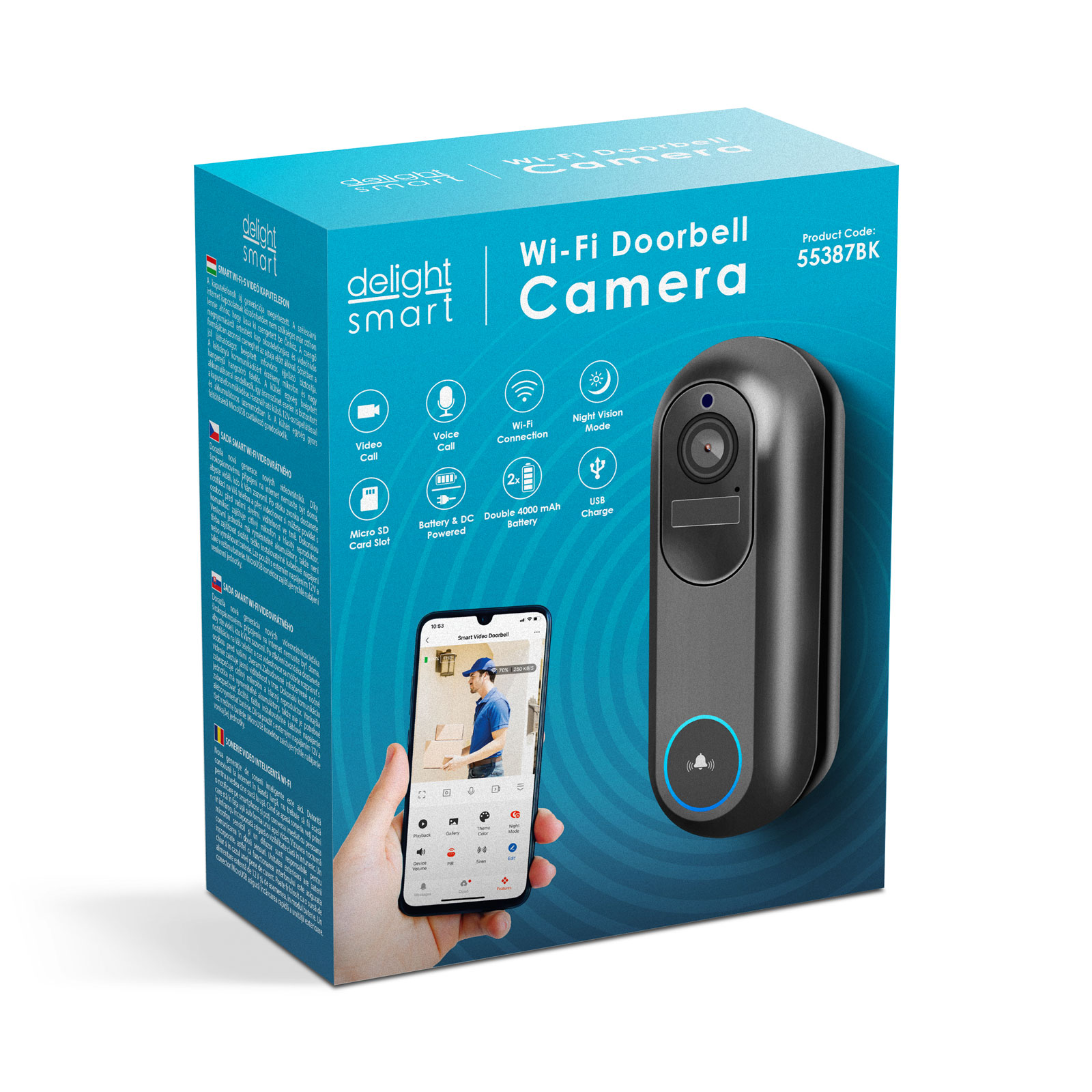Afbeelding van Delight Video Deurbel met Camera En Wifi - Intercom – Full HD 1080p – 5 tot 8 maanden batterijduur! -