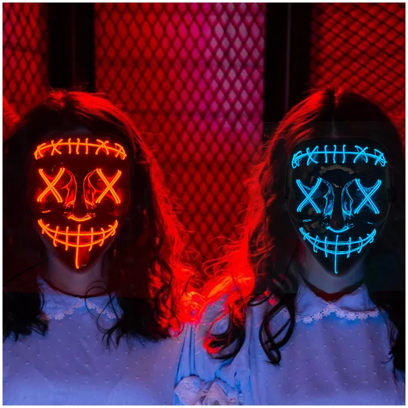 Afbeelding van Verlicht Verkleedmasker Purge - Rood - Masker met LED verlichting - Anonymous Masker voor Festival,