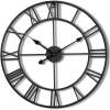 Afbeelding van HSXL - 60cm Grote Stille Wandklok Landelijk en Industrieel uit Zwart Metaal - Groot - 60 cm - Metalen