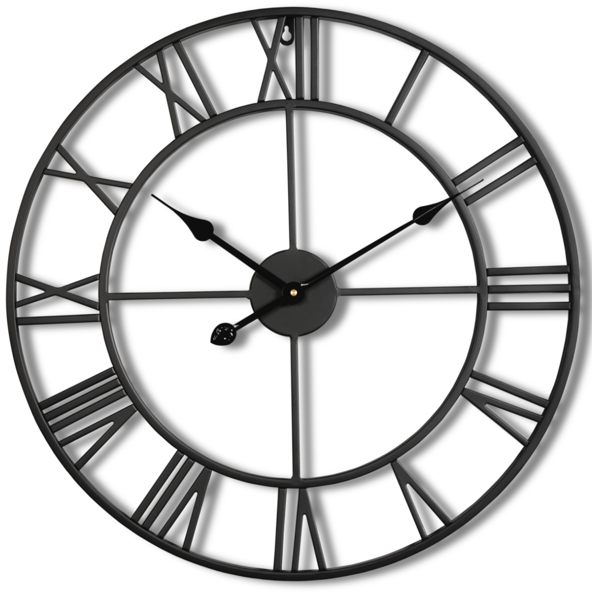 Afbeelding van HSXL - 60cm Grote Stille Wandklok Landelijk en Industrieel uit Zwart Metaal - Groot - 60 cm - Metalen