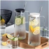 Afbeelding van Waterkaraf 1.4L - Waterkan met Deksel En Filter - Glas - Zwart - Glazen Karaf 1,4 Liter - Multifunctionele