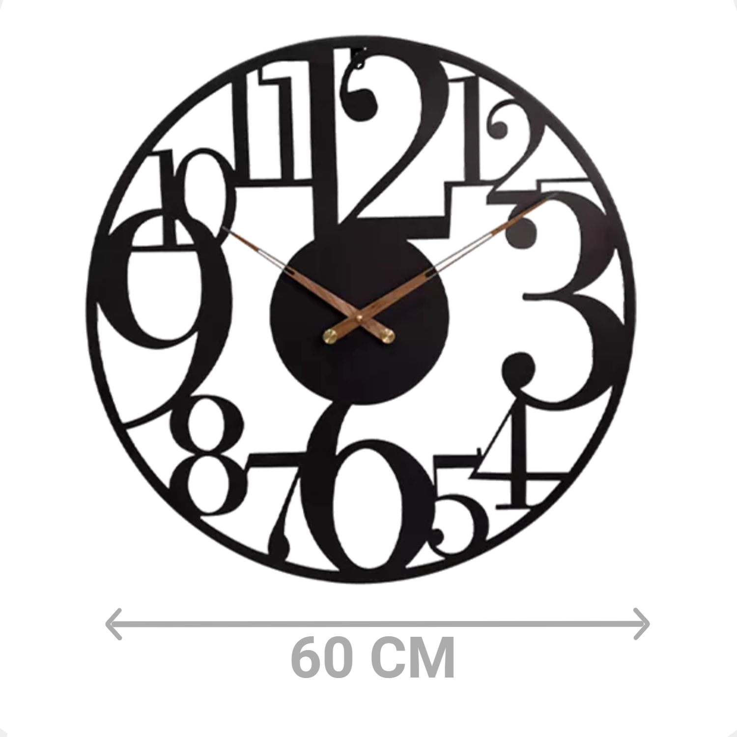 Afbeelding van HSXL - 60cm Grote Stille Wandklok Landelijk en Industrieel uit Zwart Metaal - Groot - 60 cm - Metalen