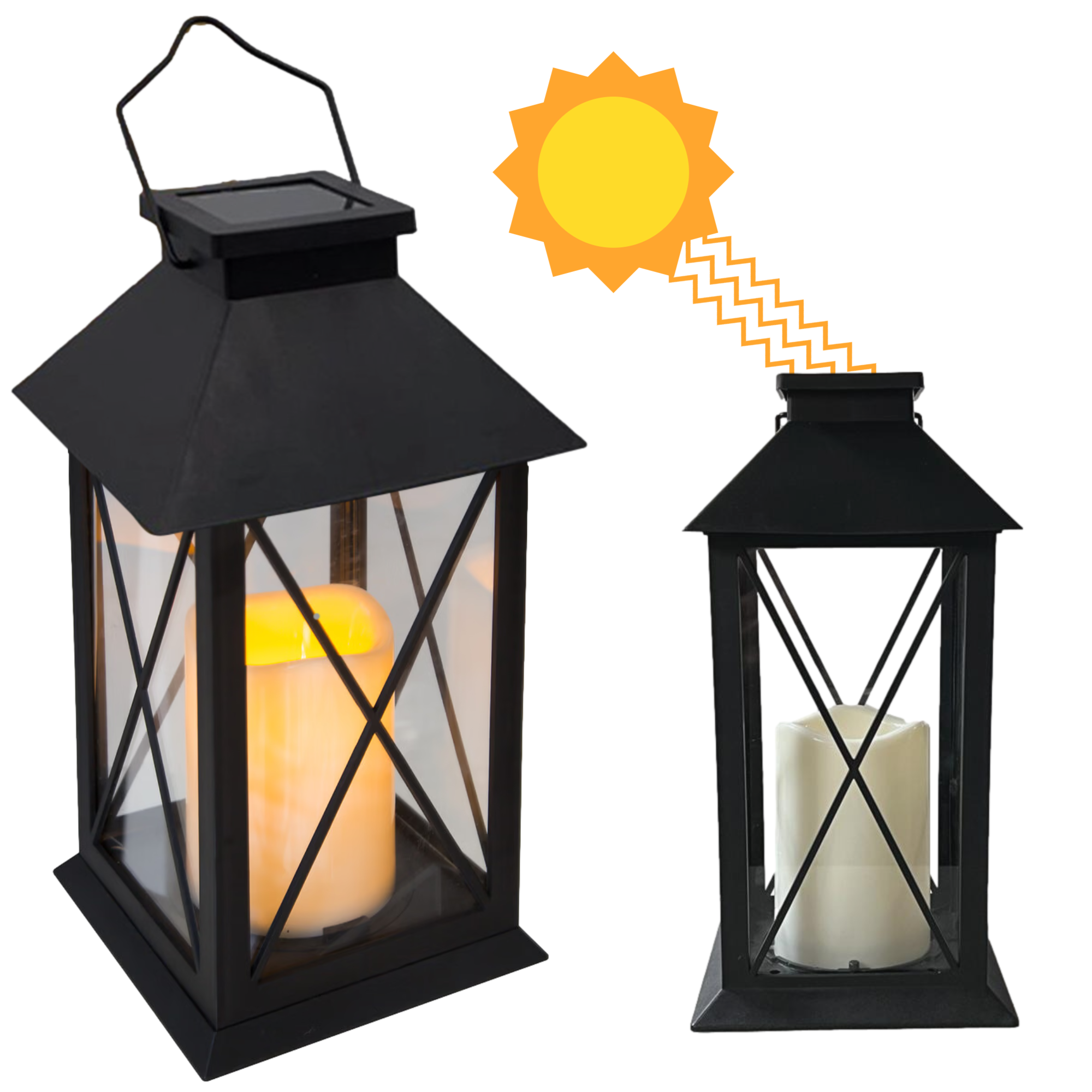 Afbeelding van Landelijke Tuin Lantaarn met LED Kaars Solar - Windlicht op Zonne-Energie - Tafellamp voor Buiten met